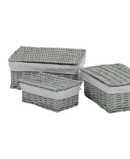 Úložné boxy Sada prútených košov s vekom Sivá bodka, 3 ks, 3 veľkosti, 49 x 22 x 35 cm​