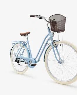 bicykle Mestský bicykel Elops 520 so zníženým rámom džínovo modrý