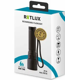 Svetlá a baterky Retlux RPL 400 Ručné nabíjacie LED svietidlo, dosah 100 m, výdrž 6 hodin