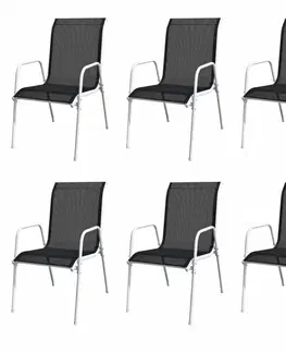Záhradné kreslá a stoličky Vonkajšie jedálenský stoličky 6 ks čierne
