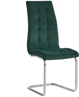 Jedálenské stoličky KONDELA Saloma New jedálenská stolička smaragdová (Velvet) / chróm