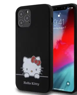 Puzdrá na mobilné telefóny Zadný kryt Hello Kitty Liquid Silicone Daydreaming Logo pre Apple iPhone 12/12 Pro, čierne 57983116910