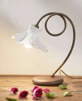 Stolové lampy Ferroluce Stolová lampa Eleonora s keramickým tienidlom