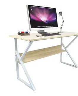 Písacie stoly Písací stôl s policou, dub prírodný/biela, TARCAL 100