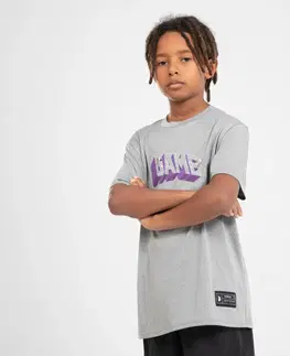 dresy Detské basketbalové tričko TS500 FAST sivé