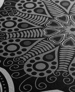 Čiernobiele obrazy Obraz indická Mandala s kvetinovým vzorom v čiernobielom prevedení