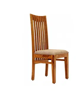 Jedálenské stoličky Stolička Gani s čalúneným sedákom z indického masívu palisander