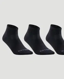 bedminton Športové ponožky RS500 stredne vysoké čierne 3 páry