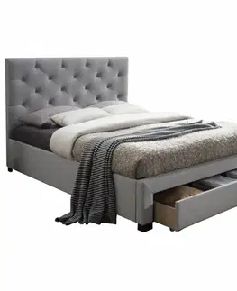 Postele Moderná posteľ s úložným priestorom, sivá látka, 180x200, SANTOLA