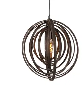 Zavesne lampy Dizajnové kruhové závesné svietidlo hnedé drevo - Usporiadanie