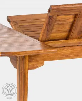 Stolčeky DEOKORK Záhradný teakový stôl ovál ELEGANTE (rôzne dĺžky) 160/220x120 cm
