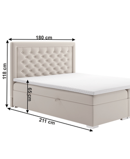 Postele KONDELA Dorman čalúnená manželská posteľ s matracom krémová