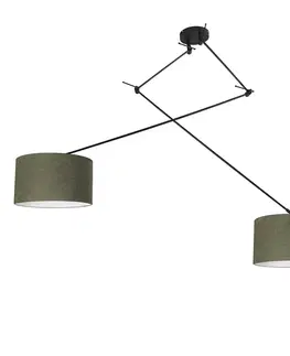 Zavesne lampy Závesná lampa čierna s tienidlom 35 cm zelená nastaviteľná - Blitz II