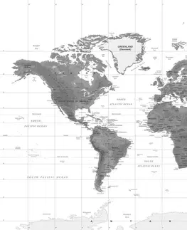 Obrazy mapy Obraz nádherná mapa sveta v čiernobielom prevedení