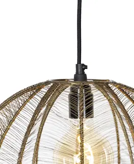 Zavesne lampy Industriálne závesné svietidlo bronzové s čiernou 38 cm - Dong