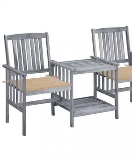 Zahradné stoličky Zaradné stoličky so stolíkom akácia / látka Dekorhome Svetlozelená