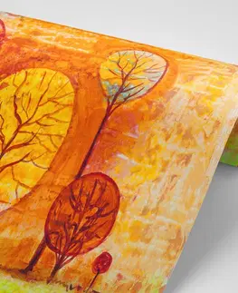 Tapety s imitáciou malieb Tapeta stromy vo farbách jesene