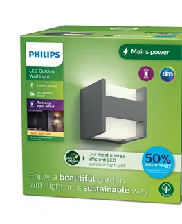 Vonkajšie nástenné svietidlá Philips Vonkajšie nástenné svietidlo Philips LED Arbour UE, 2 svetlá 2 700 K