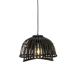 Zavesne lampy Orientálna závesná lampa čierna bambus 30 cm - Pua