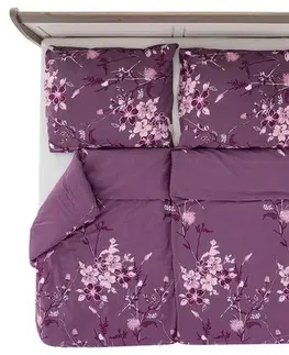 Obliečky B.E.S. Petrovice Bavlnené obliečky Exkluziv Fiori viola, 140 x 200 cm, 70 x 90 cm