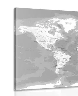 Obrazy mapy Obraz štýlová čiernobiela mapa sveta