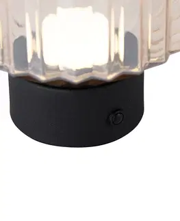 Stolove lampy Moderná stolná lampa čierna s jantárovým sklom nabíjateľná - Millie