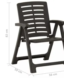 Záhradné kreslá a stoličky Skladacia záhradná stolička 4 ks plast Dekorhome Antracit