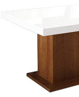 Jedálenské stoly PYKA Kacper 160/240 rozkladací jedálenský stôl drevo D3 / biely vysoký lesk