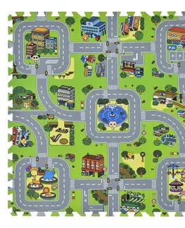 Koše na bielizeň Juskys 9-dielna podložka na hranie vo forme puzzle - ulica