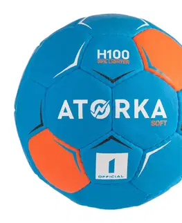 hádzan Detská lopta na hádzanú H100 soft veľkosť 1 modro-oranžová