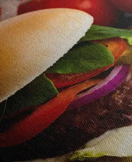 Obrazy jedlá a nápoje Obraz hamburger s hranolkami