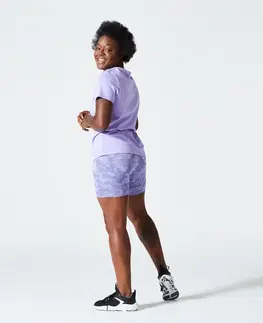 fitnes Dámske tričko na fitnes 500 Essentials neónovo fialové