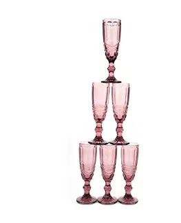 Poháre Poháre na šampanské, set 6 ks, 150 ml, ružová, vintage, FREGATA TYP 4