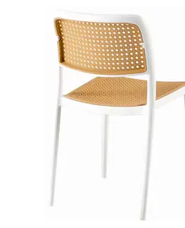Záhradné stoličky a kreslá Stohovateľná stolička, biela/béžová, RAVID TYP 1