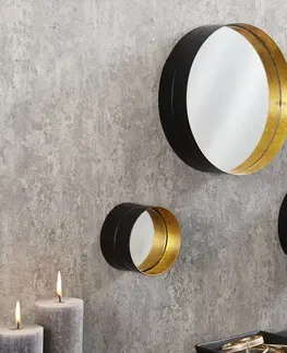 Zrkadlá LuxD Dizajnová sada 3 nástenných zrkadiel Laquita čierno-zlatá