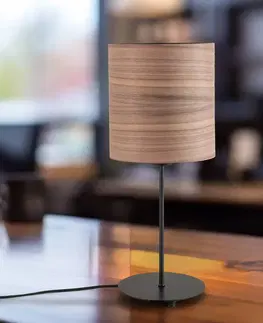 Stolové lampy Envostar Envostar Dýhová stolová lampa orech Ø 20,5 cm