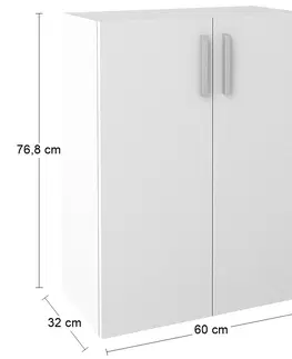 Šatníkové skrine NABBI Jonson SU-600/768-2D policová dvojdverová skrinka biela