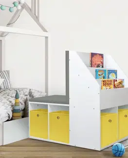 Detská izba Detská skrinka s lavicou biela Dekorhome