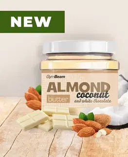 Arašidové a iné maslá Almond Butter ochutené - GymBeam 340 g Coconut+White Chocolate