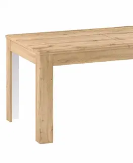 Jedálenské stoly KONDELA Pusan S rozkladací jedálenský stôl dub apalačský / biela