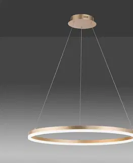 Závesné svietidlá Paul Neuhaus LED závesné svietidlo Titus okrúhle Ø80cm mosadzná