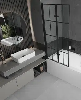 Sprchové dvere MEXEN/S - Cube obdĺžniková vaňa 180 x 80 cm s panelom + vaňová zástena 80 cm, čierna vzor 550518080X92080027077