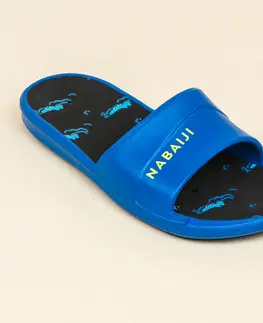 obuv Detské plavecké šlapky 500 čierno-modré