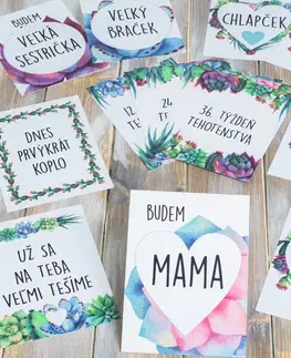 Míľnikové kartičky Tehotenské míľnikové kartičky na fotenie - MAMA kaktus
