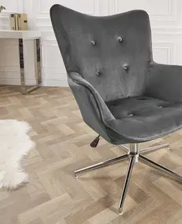 Stoličky LuxD 21760 Dizajnová otočná stolička Joe - sivý zamat