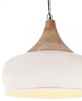 Osvetlenie Závesná lampa biela / mangovníkové drevo Dekorhome 26 cm