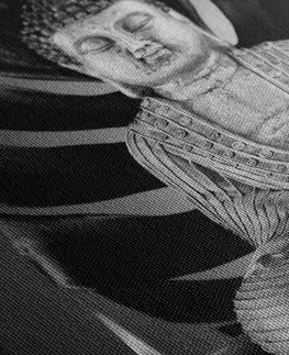 Čiernobiele obrazy Obraz Budha s relaxačným zátiším v čiernobielom prevedení
