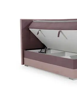 Postele NABBI Dalino 160 čalúnená manželská posteľ s úložným priestorom ružová / fialová