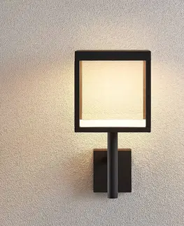Vonkajšie nástenné svietidlá Lucande Vonkajšie nástenné LED svietidlo Cube sklenené