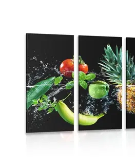 Obrazy jedlá a nápoje 5-dielny obraz organické ovocie a zelenina